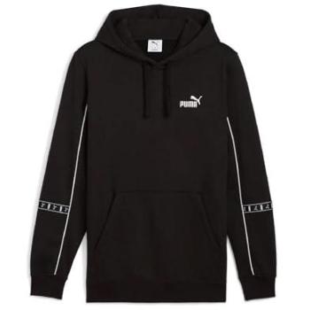 Black XL PUMA Mens Hooded Taped Sweatshirt