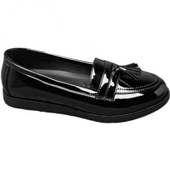 Slip‑On Black Patent Tassel Loafers – Ivachy Brand, Women’s Size 3