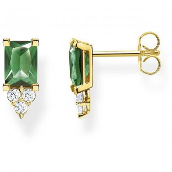 Thomas Sabo Gold-Plated Sterling Silver Green Stone Stud Earrings H2173-971-6