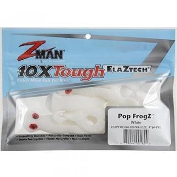 FrogPop 4x4” Blanco de Z-Man: Cebo de Pez 10X Resistente y Flotante
