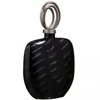 Vase 28 x 14 x 48 cm, Schwarz, Metall, Kristall, Silber