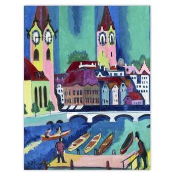 Urban Spectrum: Kirchner's Zurich 18×24 Cityscape Poster