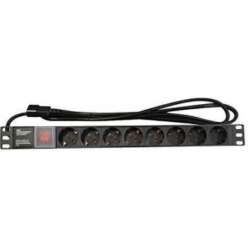 Eight‑Port Schuko PDU – 16A, Horizontal Switches (IEC 14)