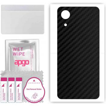 Film Protecteur Apgo pour le dos – Conçu pour Samsung Galaxy A03 Core, Wrap Film, Folie Métallique, Vinyle – Tissu Noir Carbone