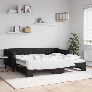VieXL Lit de Jour sans Matelas, 90x200 cm, couleur noir