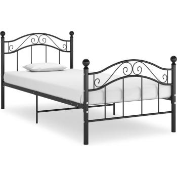 Lit en métal noir sans matelas 90x200 cm