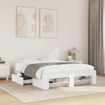 VidaXL Engineered Wood Bed Frame White 140x190 cm