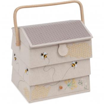 Natural Cream Bee Hive Sewing Box with Large Capacity and Drawer