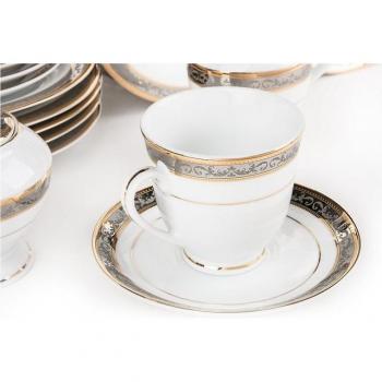 Conte Porzellan‑Geschirrset (6 Personen) – Kaffeetasse, Untertasse, Dessertteller, Kaffeekanne, Teeservice