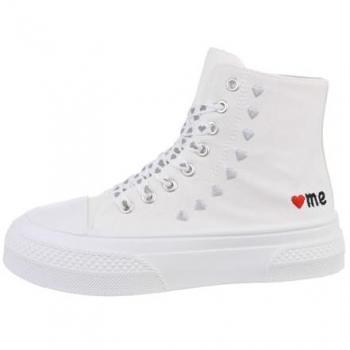 Damen High Sneakers in Weiß und Silber von Ital-Design
