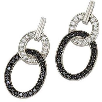Paar Ohrhänger CELESTA Zirkonia in weiß und schwarz aus 925 Sterling Silber