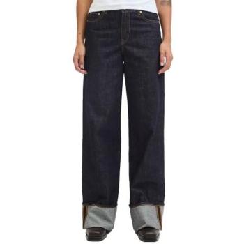 Jean JJXX Tokyo à taille haute, large, revers retroussés, denim bleu marine foncé W31 L32