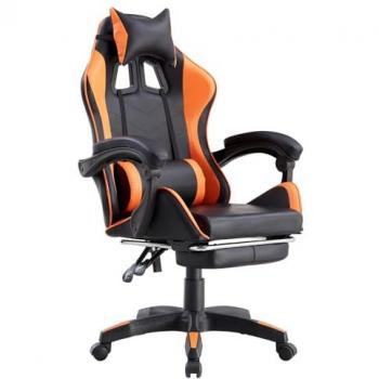 Sedia Gamer Ergonomica Reclinabile con Poggiapiedi Arancione