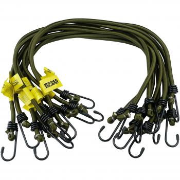 CampingGrip 10 Ultra-Starke Spanngummis in Oliv – Mit Haken an beiden Enden, Für Garten & Reisen