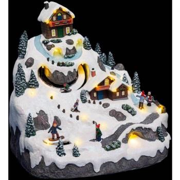 Decorazione Natalizia in Montagna con Luci a LED e Musica