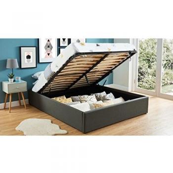 Sommier latissé + lit coffre anthracite 160x200 (HOMIFAB)