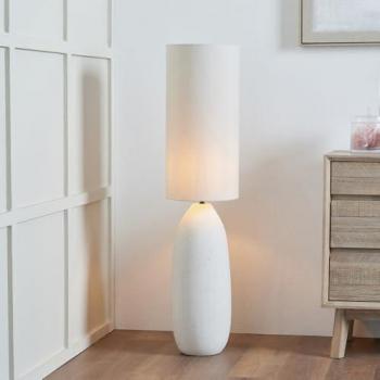 Ruma White Vintage Textured Ceramic Stand‑Alone Lamp