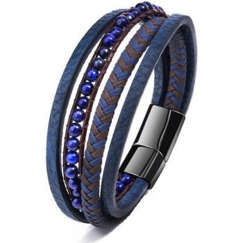 Bracelet Bijoux Homme ZG Cuir et Pierre