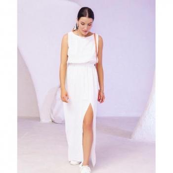 ISSA Plus Baumwollkleid XXL mit seitlichem Schlitz