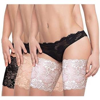 Bandes de Cuisse Femme Lot 2 pcs Été Anti-frottement Dentelle Noir