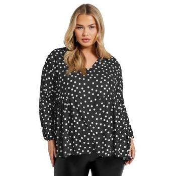 Yours Women's Printed Gathered Side Shirt in Black, Size 16 (Black)