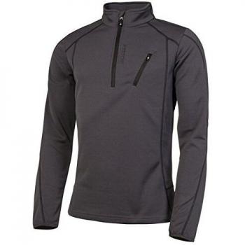 Herren-Humany-Strickjacke mit 1/4-Ausschnitt, Farbe Asphalt und Größe S