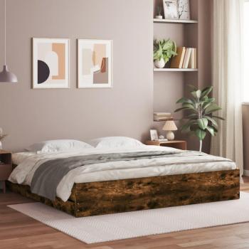 Vidaxl Super King Bed Frame with Drawers Smoked Oak 180x200 cm