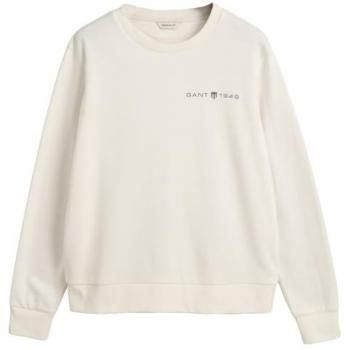GANT REG Printed Graphic C‑Neck Damen‑Sweatshirt – Obermaterial 4:1 Baumwolle/Polyester, XL, beige
