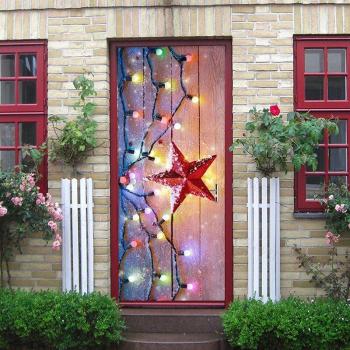 Self-Adhesive Red Christmas Star Wallpaper PVC for Restaurant Doors