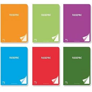Pack de 6 Cuadernos A5+ Flexipac, 90g/m², 48 Hojas Horizontales con Tapa Plástica