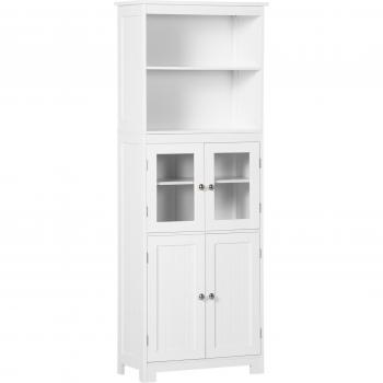 Simpli Home Soho Freestanding Kitchen Storage Cabinet with Clear Glass Doors
