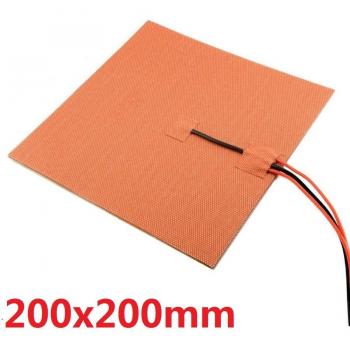 500W 24V Silicone Heating Pad 200x200mm with Adhesive and Sensor