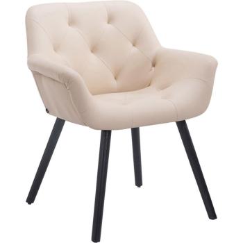 TPF Living Cassy Küchenstuhl – Hochwertig gepolsterte Sitzfläche in Creme, schwarz gefärbtes Holzrahmen