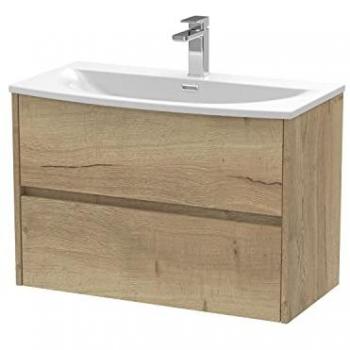 Havana Autumn Oak 800mm Wall Mounted Vanity Unit with Curved Basin