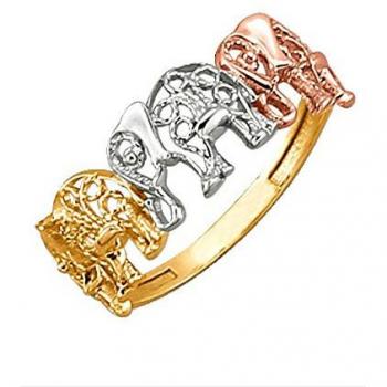 WENZ Damenring “Tricolore Elephant” – Gold/Platin/Schwarz