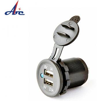 Enchufe Doble USB 12V, Montado en Panel, Impermeable para Vehículos Náuticos