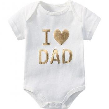 Body para recién nacido de 0 a 1 mes con cuello redondo y letras I Love MOM DAD