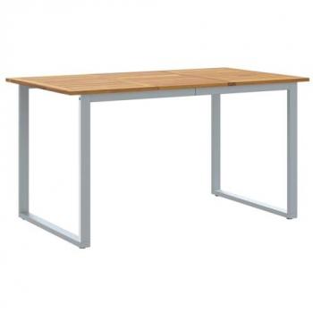 VidaXL Outdoor-Esstisch 140 cm × 80 cm × 75 cm – Grau, Stahl‑Holz‑Konstruktion