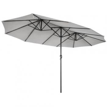 Parasol doble 4,5 x 2,65 x h2,4 m de aluminio y poliéster gris KZ Garden