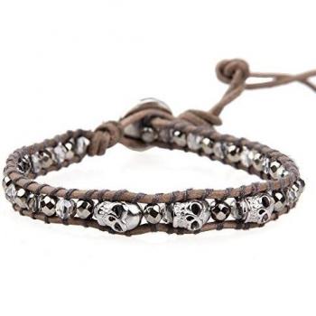 KELITCH Agate Crystal Mixed Skull Leather Wrap Bracelet – 2021 Friendship Style