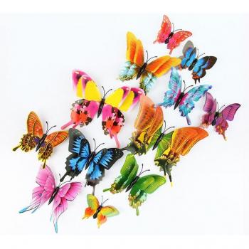 12 pcs 3D Pink Butterfly Stickers for Living Room Decor