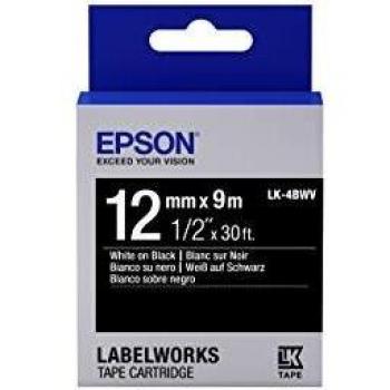 Epson LK-4BWV Label Tape, White/Black, 12mm