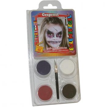 Eulenspiegel Schmink‑Set Gespenster – 4 Farben, 1 Pinsel, 40 Masken