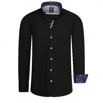 Langarmhemd von Rusty Neal für Herren, Blumenmuster, schwarz, XL
