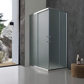 Paroi d'angle Giada 80x100 cm – verre martelé opaque 6 mm