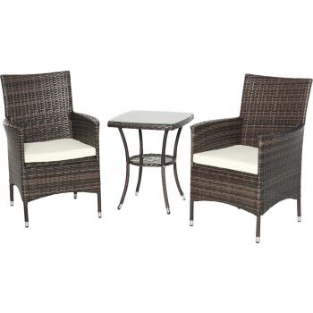 Gardening Weave Companion Chair Table Set with 3 Pieces from Outsunny in Brown