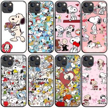 B-88 Snoopy  Black Case for Redmi 10A 10C 12C 13C 9A 9C 9T A3X Note 10 9 9S 10S iPhone 11 12 13 14 15 16 X XS Pro Max Mini 7 8 Plus XR iPhone 16 Pro Max fallow