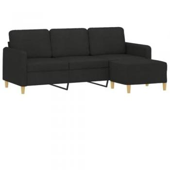 Sofá 3 lugares com apoio de pés vidaXL 180 cm preto