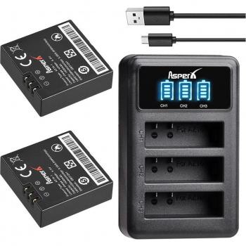 Kit de 3 batteries AZ16 avec chargeur LED pour caméra Xiaomi YI