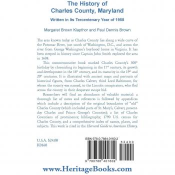 History of Charles County, Maryland, Written In Its Tercentenary Year of 1958